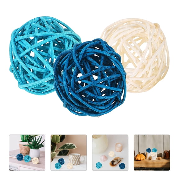 ELAYARD 15pcs Rattan Balls Blue Table Centerpiece Decor Spherical for Wedding Decorations Hotel Decoration