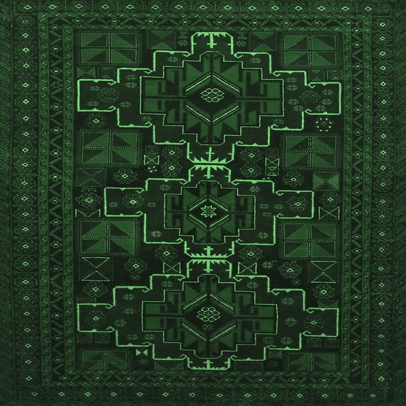 Ahgly Company Indoor Square Persian Emerald Green Traditional Area Rugs, 4' Square