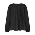 thumbnail image 6 of Plus Size Tops for Women Viikei Womens Blouse Clearance under $10,Women's New Satin Silk Long Sleeve Loose V-Neck Lace Up Shirt Tops Black S, 6 of 8