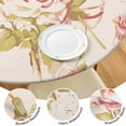 thumbnail image 4 of Elastic fit round tablecloth with abstract floral designs, soft polyester fabric for 44-52 inch diameter tables, large version, 4 of 7