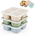 thumbnail image 1 of ERSAN-3 Pack Contenants à Collation, Boîte à Lunch Bento en Silicone à 4 Compartiments avec Couvercles, Contenants à Repas Réutilisables pour Adultes Enfants Tout-Petits, Contenants de Stockage Alimentaire pour Travail Voyage, 1 of 4