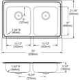 thumbnail image 2 of Elkay Lustertone Classic Stainless Steel 33" x 21-1/4" x 5-1/2", 1-Hole Equal Double Bowl Drop-in ADA Sink, 2 of 7
