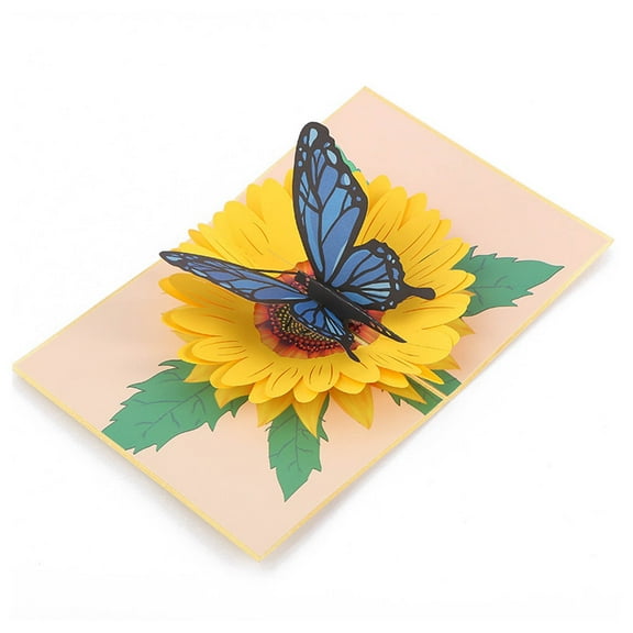 Dvkptbk Sunflower And Card, 3D Spring Paper Card Greeting, Beautiful Unique Gift For All Occasions Birthday, Valentine's Day, Mother's Day, 5 X 7inches