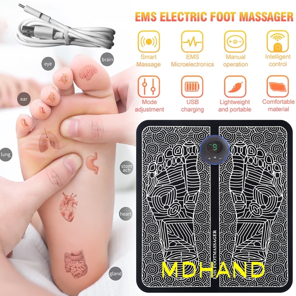 EMS Rechargeable Foot Massager, Electric Stimulator, 6 Modes, 9