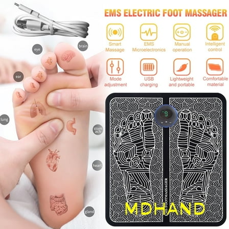MDHAND EMS Foot Massager Mat for Pain Plantar Relief, Muscle Relaxation, Foldable Legs & Foot Massager Pad with 8 Modes and 19 Levels
