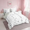 thumbnail image 3 of Erosebridal Sassy Line Art Bow Queen Bedding for Girls, Minimalist Girly Ditsy Print Bedding Comforter Set Queen, Gray Reversible 7-Piece, 3 of 6