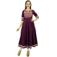 thumbnail image 2 of Phagun Women's Designer Solid Cotton Dress Ethnic Indian Anarkali Kurta - 4, 2 of 4