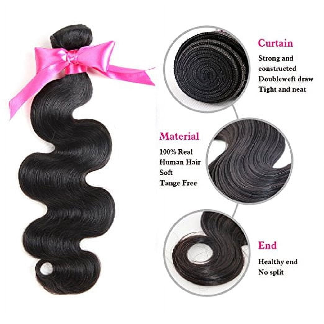 Ustar Affordable 100% Human Hair Body Wave One Bundle 10"-30"inch Natural BLACK 10"