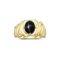 thumbnail image 1 of RYLOS Rings for Women 14K Yellow Gold Ring Solitaire 9X7MM Oval Gemstone with Satin Finish Band March Black Star Sapphire Jewelry Size 5, 1 of 7