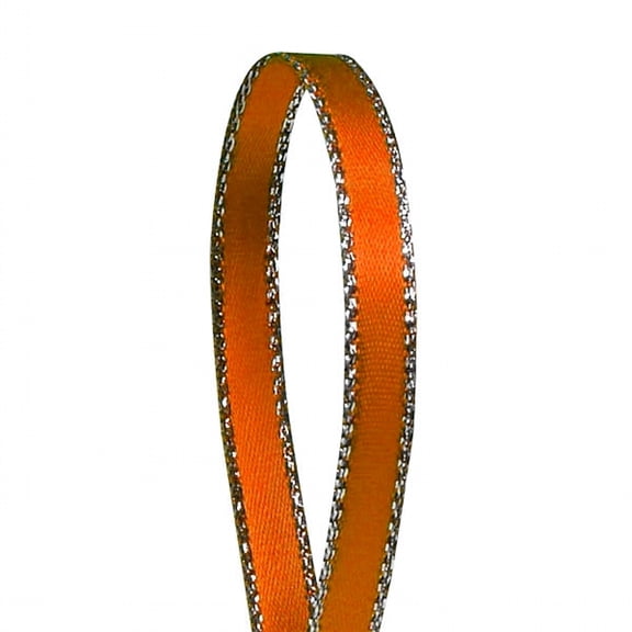 Orange Solid Color 3/8-Inch Silver Edge Ribbon, 50-Yards
