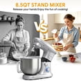 thumbnail image 6 of 8.5QT Stand Mixer, UHOMEPRO 8-Speed Tilt-Head Kitchen Dough Mixer, 3-in-1 Home Commercial Electric Cake Mixer With Dough Hook, Beater, Egg Whisk, Dishwasher Safe, Silver, 6 of 12
