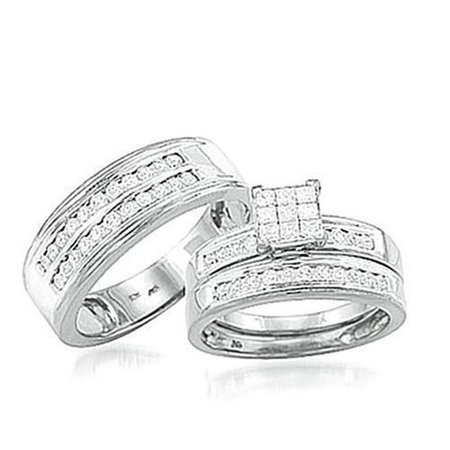 Harry Chad Enterprises 36904 1.00 CT 10k White Gold Princess Head Diamond Trio Set