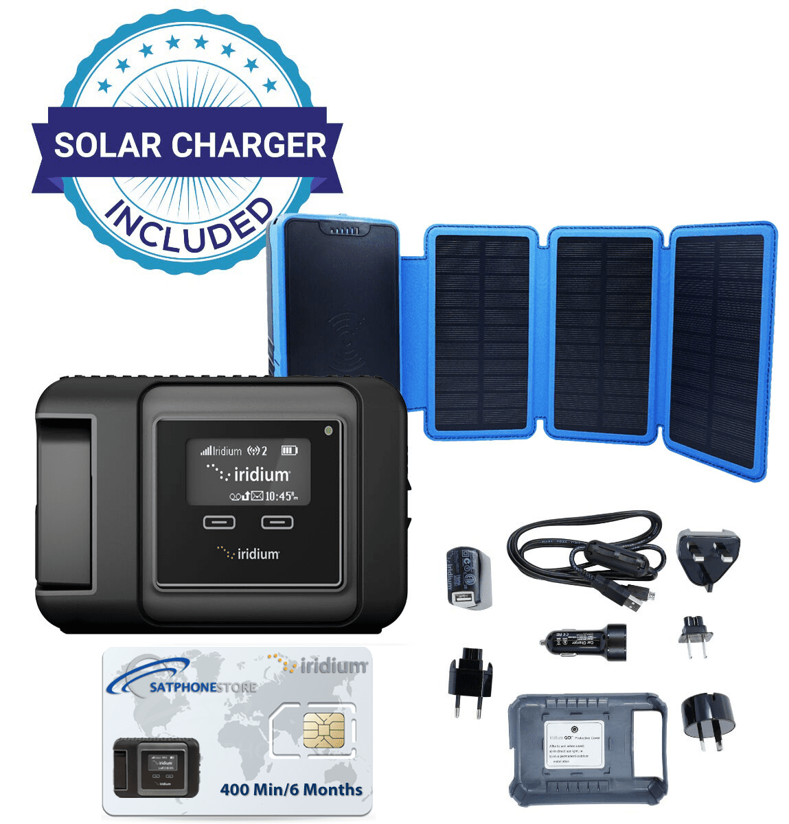 SatPhoneStore Iridium GO! Hiker Package with Solar Charger and 400