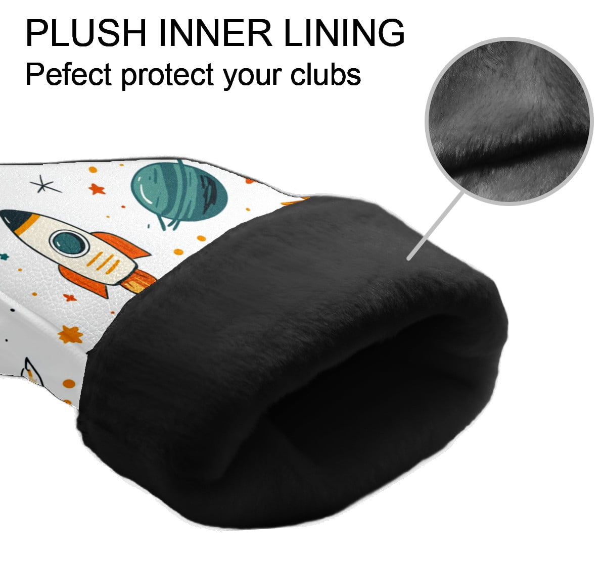 Golf Club Covers PU Leather Waterproof Head Covers for Fairway Woods Hybrids Spaceship Sun