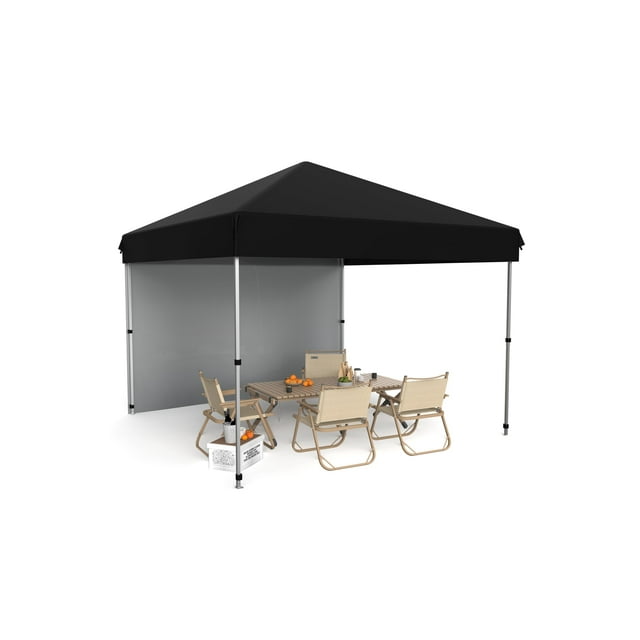 AKDSteel 10x10 FT Quick-Set Pop-Up Canopy Tent with 1 Removable Sidewall, Instant Outdoor Sun Shelter, One-Push Easy Setup, Adjustable Height, Waterproof UPF 50+ Oxford, Portable Event Tent