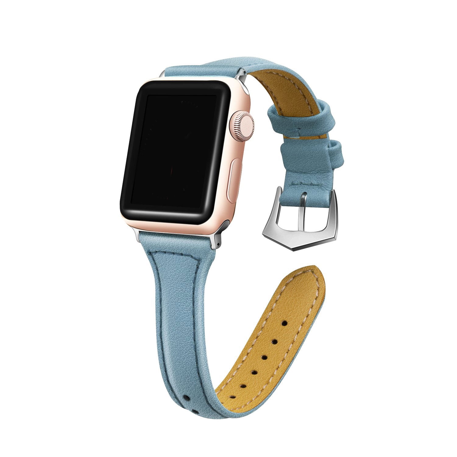 Wearlizer Leather Band Compatible with Apple Watch Band Women 38mm 40mm  41mm , Dressy Leather Strap with D-Shape Metal Buckle for iWatch Bands  Series