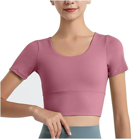 Mrat Graphic Tank Tops for Women 2024 New Nude Yoga Sports Underwear Beauty Back Fitness Outside to Wear Shock-Proof Push-Up Bra S-17 Pink-a M