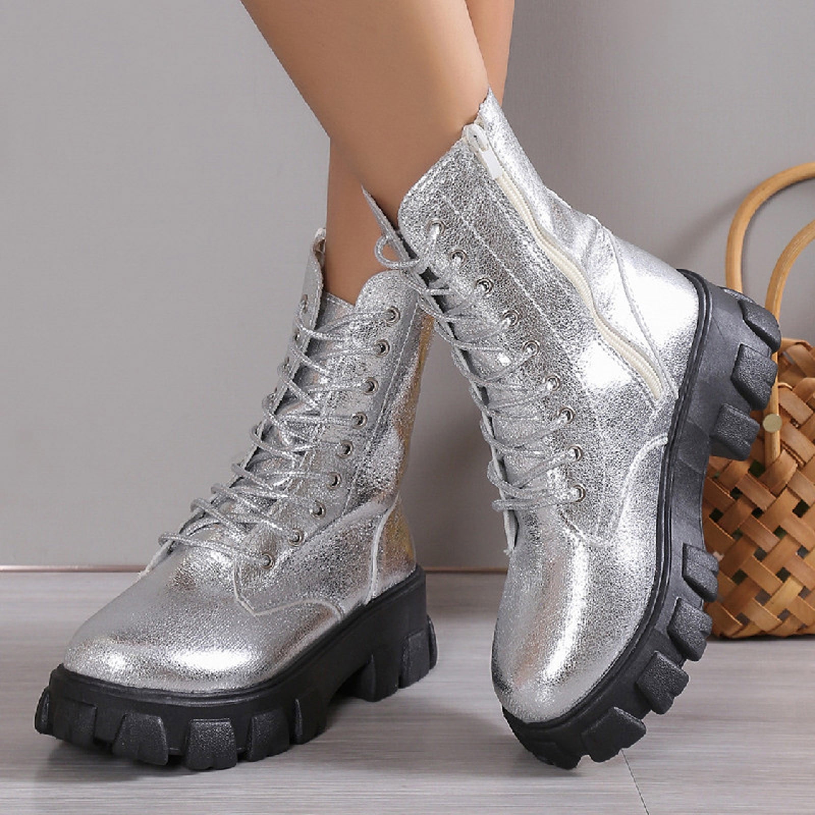 Amazon.com | Syktkmx Womens Strappy Motorcycle Knee High