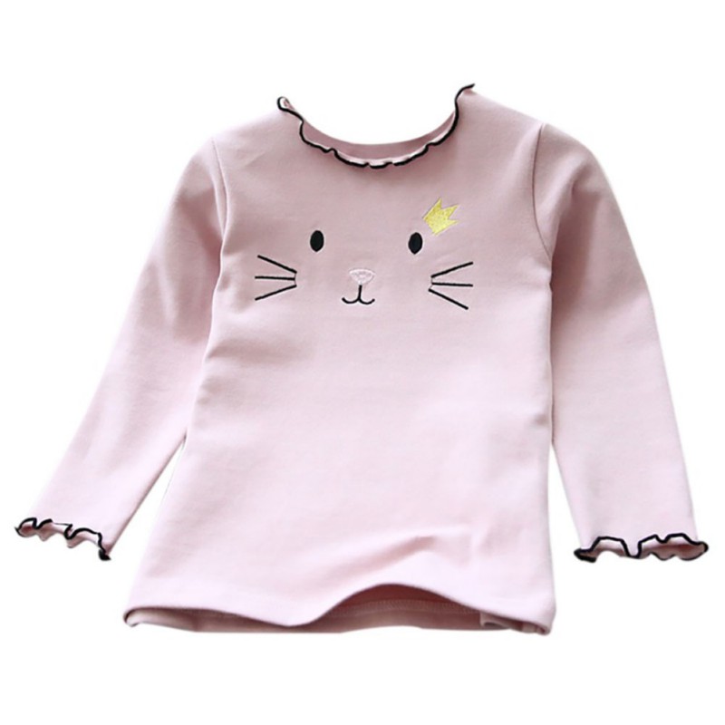 Toddler Baby Girl Basic Long Sleeve T-Shirts, Kids Cartoon O Neck Tops Tees Casual Blouse Clothes - image 2 of 6