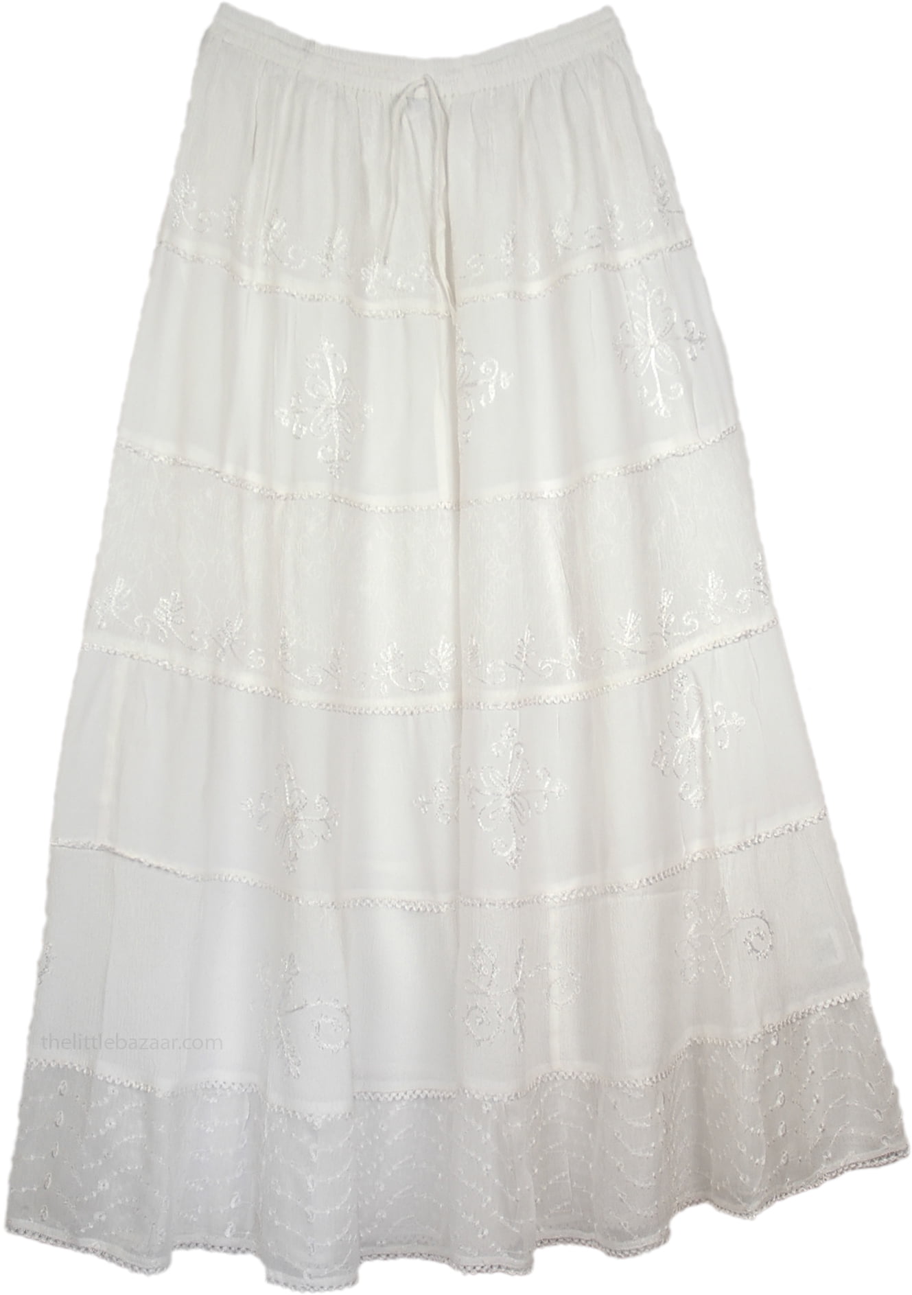 Long White Rayon Maxi Skirt Embroidered - Walmart.com