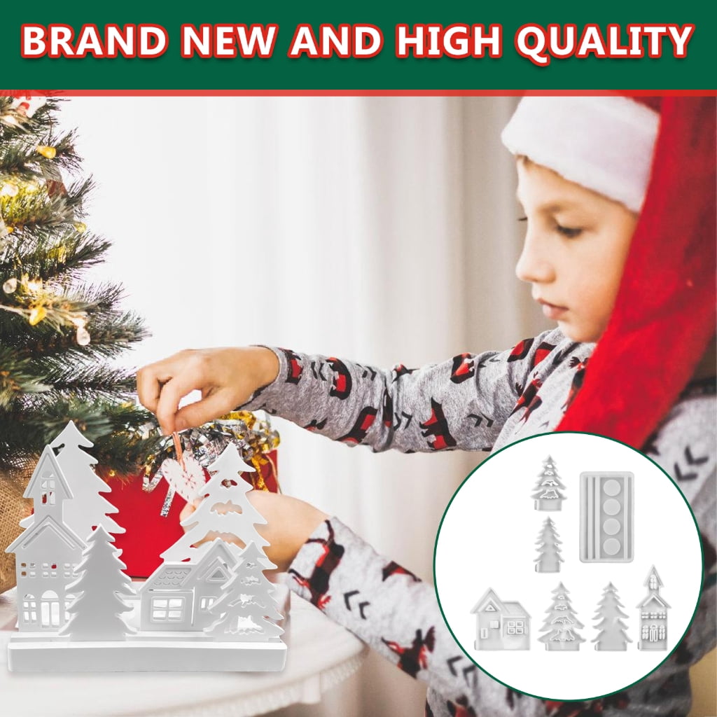 lanema House Shape Resin Mould Tree Silicone Molds DIY Candle Holder Mould for Festival
