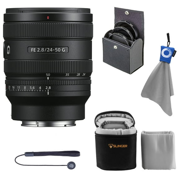 Sony FE 24-50mm f/2.8 G Lens, Bundle with 67mm Digital Essentials Filter Kit, Lens Case, Lens Cap Tether and Cleaning Cloth