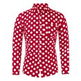 thumbnail image 5 of MODA NOVA Big & Tall Men's Polka Dots Long Sleeve Dress Button Down Shirts Red White L, 5 of 5