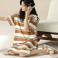 thumbnail image 6 of WMTBSRSW Striped Nightgowns for Women Comfy Cotton Oversized T Shirt Dress Loose Casual Short Sleeve Crewneck Sleep Dress Long Sleepwear, 6 of 7