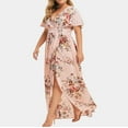 thumbnail image 2 of ibuvkizy Women Plus Size Dress,Womens Fashion Summer Dress,Women Plus Size V Neck Floral Print Short Sleeve Boho Dress,Maxi Dress,Sun Dresses Maxi Dresses for Women 2025, 2 of 7