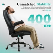 JONPONY Big and Tall Office Chair Wide Seat Ergonomic Computer Desk Chair High Back Executive Leather Chair Adjustable Task Chair Lumbar Back Support 8 Hours Heavy Duty Design,Black