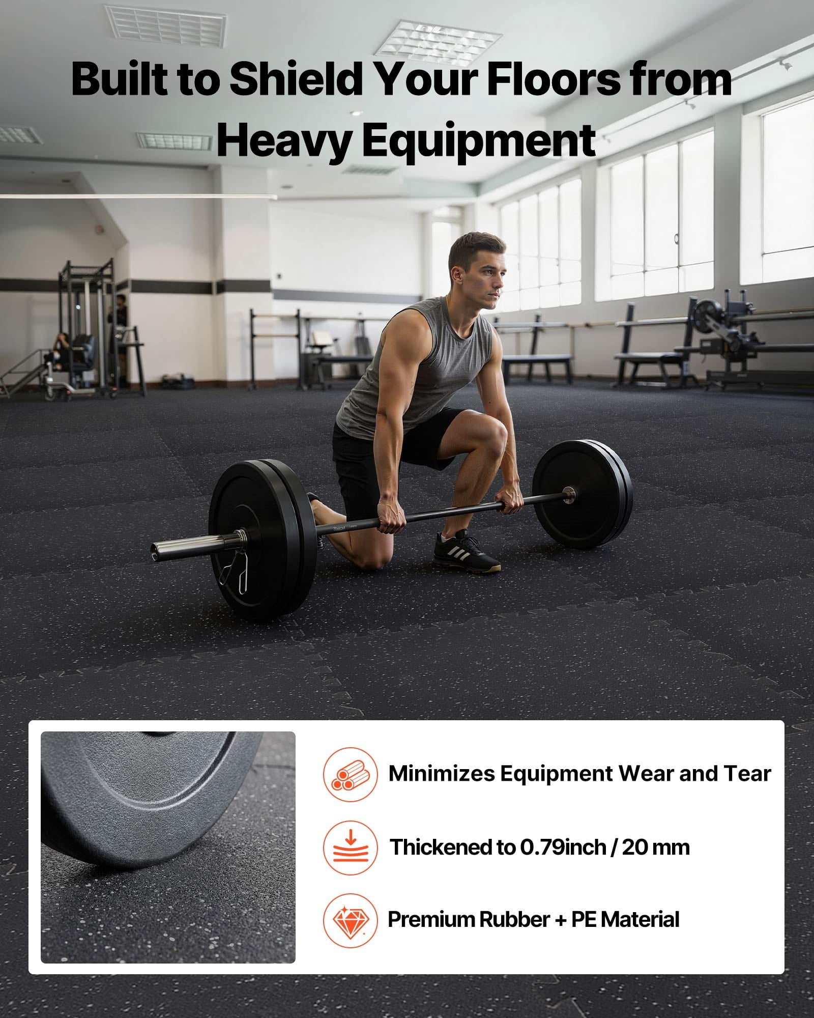 VEVOR Puzzle Exercise Mat, 12 PCS Fitness Equipment Mats, 24 x 24 x 0.56 in, High-Density EVA Foam Mat Set, Interlocking Rubber Soft Tiles,Protective Floor Padding with White Dots for Home Gym Office