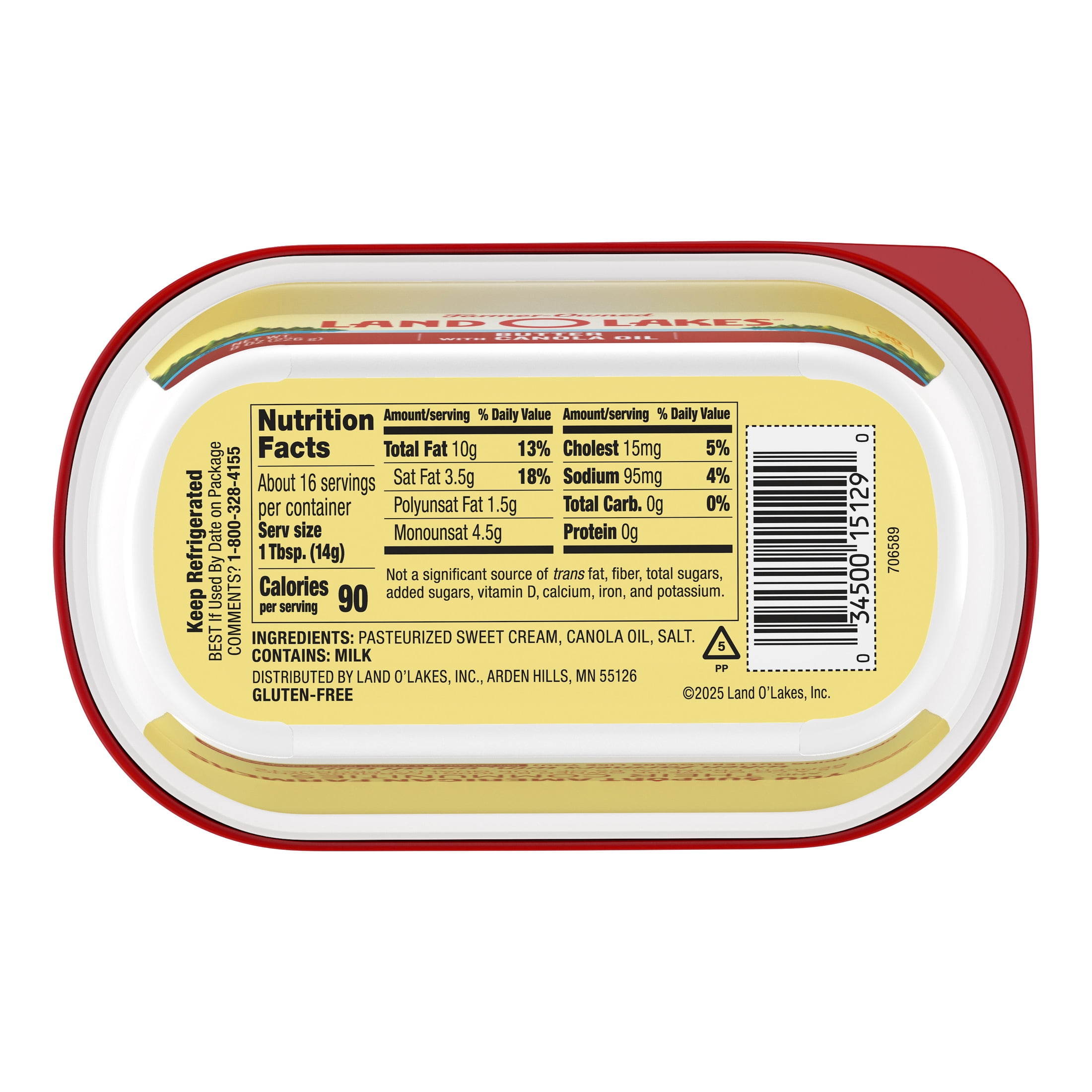 Land O Lakes Butter with Canola Oil, Spreadable, 8 oz Tub