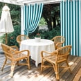 thumbnail image 4 of Outdoor Curtains for Patio Waterproof, Teal Striped Windproof Pravicy Outside Porch Blackout Curtain, Simple Art Vertical Stripe Farmhouse Sun Blocking Grommets Curtains for Cabana Gazebo 54"x108", 4 of 9
