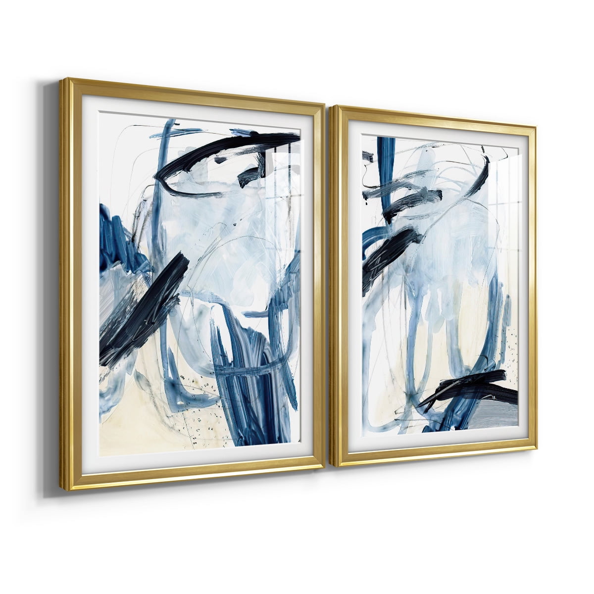 Wexford Home Indigo Swash I Premium Framed Print, 30.5" x 42.5" - Ready to Hang, Gold (Set of 2)