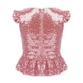 thumbnail image 2 of Haitryli Kids Girls Sparkly Sequins Ruffle Flutter Sleeve Peplum Top Shirt Mermaid Theme Birthday Pink 12, 2 of 5