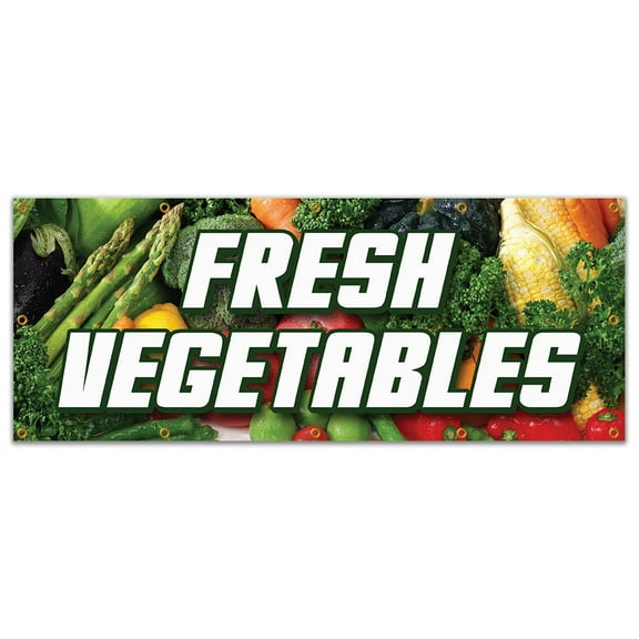 48"x120" FRESH VEGETABLES BANNER SIGN produce farmer market picked veg organic