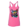 thumbnail image 3 of Cute Cat | Dean Russo Art Animal Lover Tri-Blend Racerback Tank Top, Vintage Pink, Small, 3 of 6