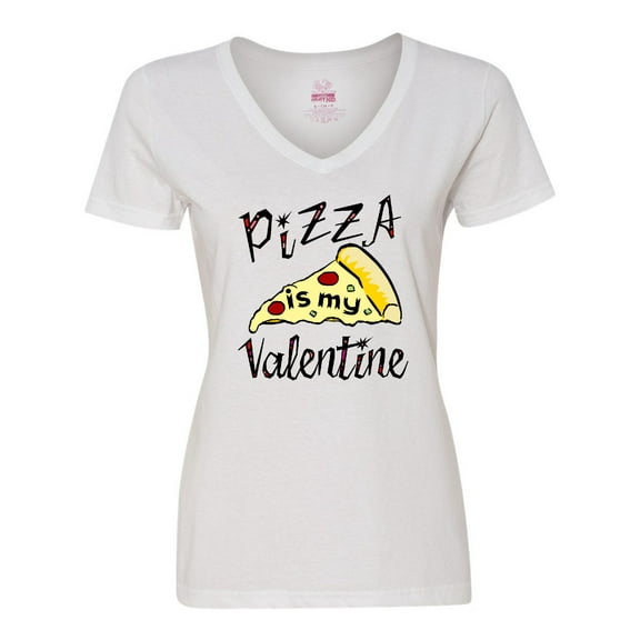 Inktastic Anti-Valentine's Pizza is my Valentine Women's V-Neck T-Shirt