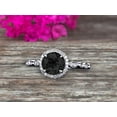 thumbnail image 4 of 1.75 Carat Round Cut Black Diamond Moissanite Engagement Ring On 10K White Gold Art Deco Anniversary Gift, 4 of 5