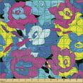 thumbnail image 2 of Floral Fabric by the Yard Upholstery, Digital Layout of Striped Flower Formations Abstract Ornamental Garden Art, Decorative Fabric for DIY and Home Accents, Pink Blue and Yellow by Ambesonne, 2 of 5