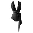 thumbnail image 4 of QHFBli Women's Plunge One Piece Bathing Suit Deep V Neck Swimsuits Crisscross Wrap Tie Monokini High Waisted Swimwear, 4 of 4