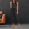 thumbnail image 5 of Mifsaly Two Piece Vacation Sets for Women Tank Top and Wide Leg Capri Pants with Pockets Contrast Seam Summer Casual Matching Outfits Black,XL, 5 of 9