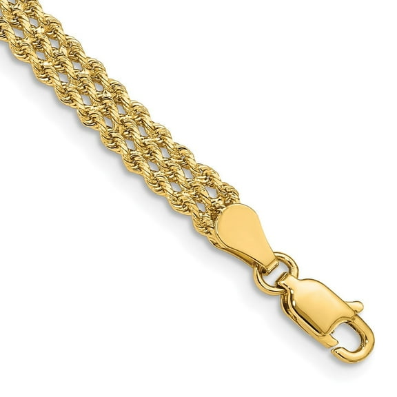 Primal Gold 14 Karat Yellow Gold 4.5mm Wide Triple Strand Rope Bracelet