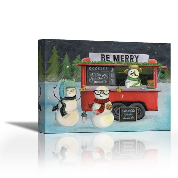 Christmas on Wheels III Light - Contemporary Fine Art Giclee on Canvas Gallery Wrap - wall décor - Art painting - 24 x 18 Inch - Ready to Hang