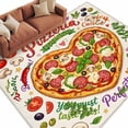thumbnail image 2 of Pizza Washable Living Room Rugs 6'x9', Watercolor Cartoon Vegetables Pizza Beige Low Pile Throw Large Area Rug Non-Slip Sturdy Edge Binding Carpet for Dining Room Kitchen Office, 2 of 9