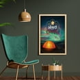 thumbnail image 2 of Happy Camper Wall Art with Frame, Aurora Borealis Night Sky and Tent Bonfire Typography Nature Themed Print, Printed Fabric Poster for Bathroom Living Room Dorms, 23" x 35", Multicolor, by Ambesonne, 2 of 2