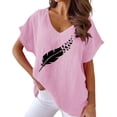 thumbnail image 1 of TSADFHJI Hauts de Sortie pour Femmes Dentelle Manches Longues T-Shirt Imprimé Ample Décontracté Col Rond Manches Courtes T-Shirt Femmes m Rouge, 1 of 4