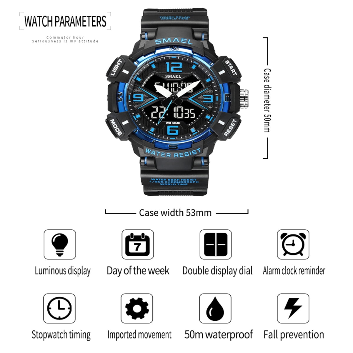 Findtime Men's Analog Sports Watch Military Watch Outdoor LED Stopwatch Digital Electronic Large Dual Display Waterproof Tactical Army Wrist Watches for Men