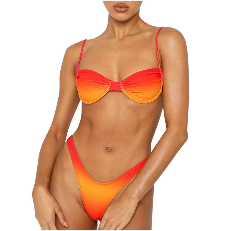 Njoeus Bikinis 2024 High Waisted Bikini Women's Swimwear With Bra Pad,  Without Steel Bracket, One-Piece Reversible Swimsuit, Split Sexy Swimsuit  Womens Bathing Suits 