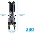 thumbnail image 2 of NOVA Medical Products 20" Lightweight Transport Chair with 12" Rear Wheels & Hand Brakes, Blue, 2 of 5